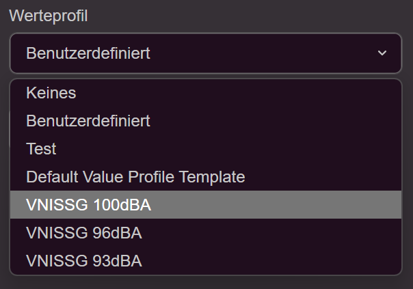 Werteprofil auswählen